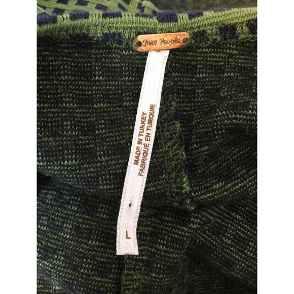 Free People Women's Check Bardot Bow Back Mini Dress Square Neck Green Size Larg - Picture 4 of 5